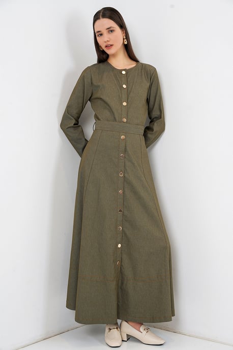 Bältesklänning i denim midi - Image 4
