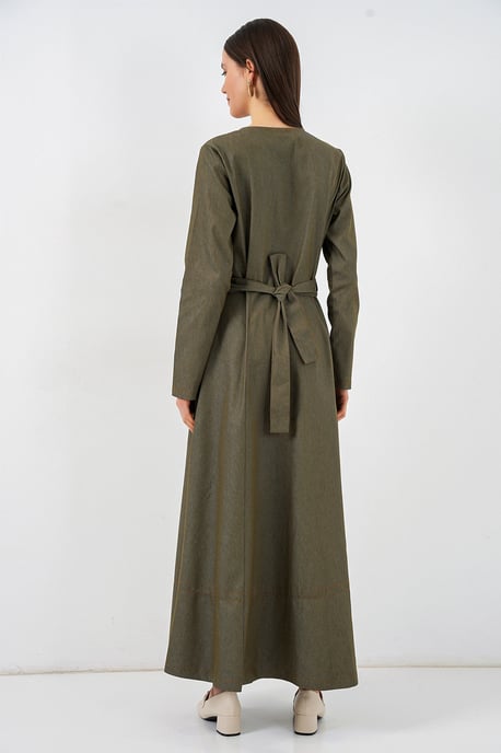 Bältesklänning i denim midi - Image 6