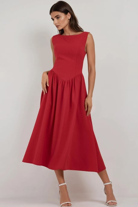 A-Form Midi Dress with Crew Neck - Image 2