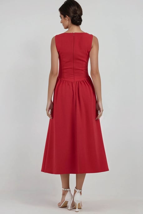 A-Form Midi Dress with Crew Neck - Image 4