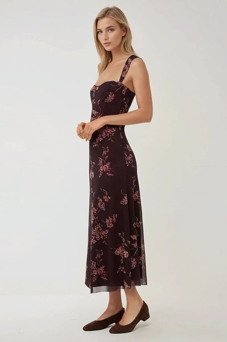 Geprinte Maxi Jurk met Hartkraag - Image 4
