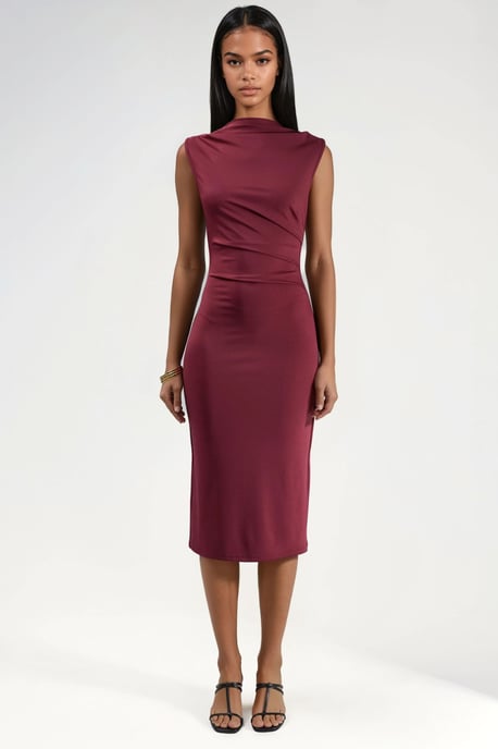 Ruched Bodycon Midi Dress - Image 6