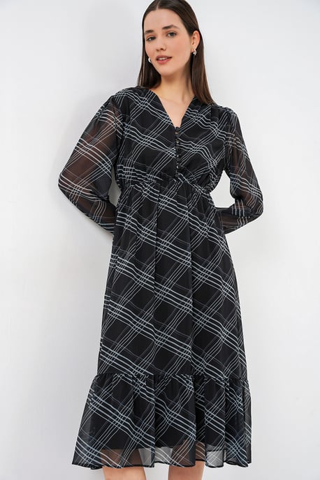 V-hals Midi-jurk met knoopsluiting - Image 2