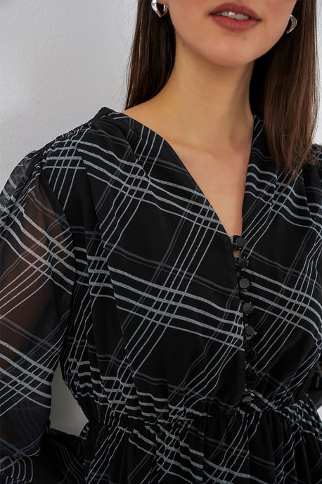 V-hals Midi-jurk met knoopsluiting - Image 5