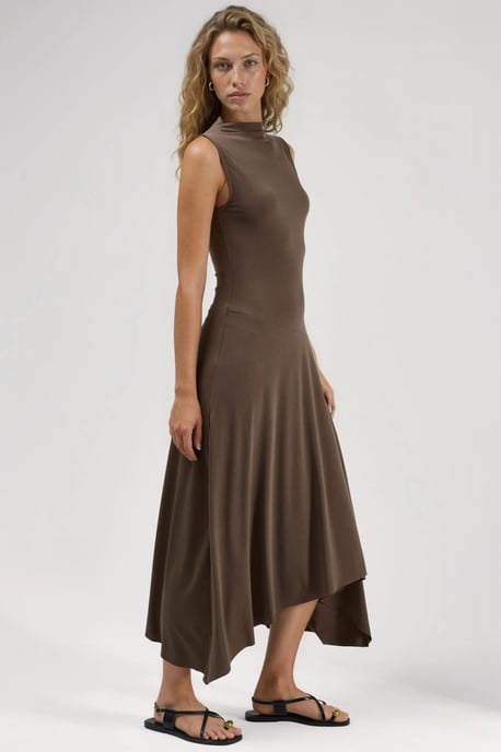 Asymmetric Midi Sandy Dress - Image 2