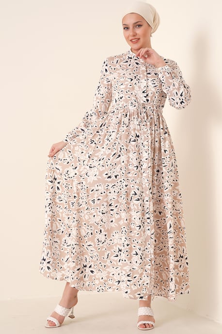 Maxi-jurk met patroon en knoopsluiting - Image 1