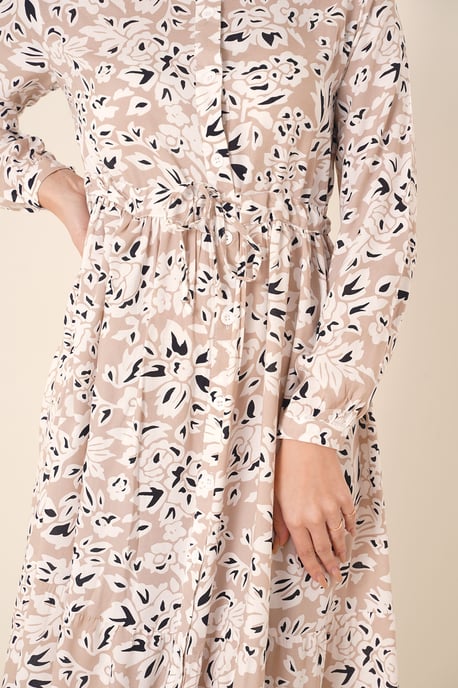 Maxi-jurk met patroon en knoopsluiting - Image 4