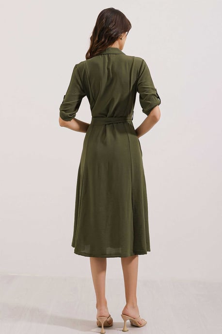 Textured Midi-jurk met Strik - Image 4
