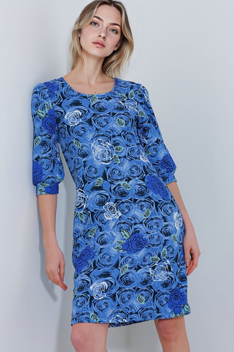 Geborduurd Bloemen Midi-jurk met Driekwart Mouwen - Image 2