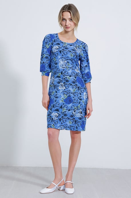 Geborduurd Bloemen Midi-jurk met Driekwart Mouwen - Image 3