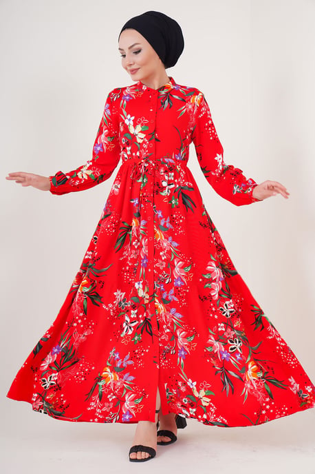 Maxi-jurk met patroon en knoopsluiting - Image 2