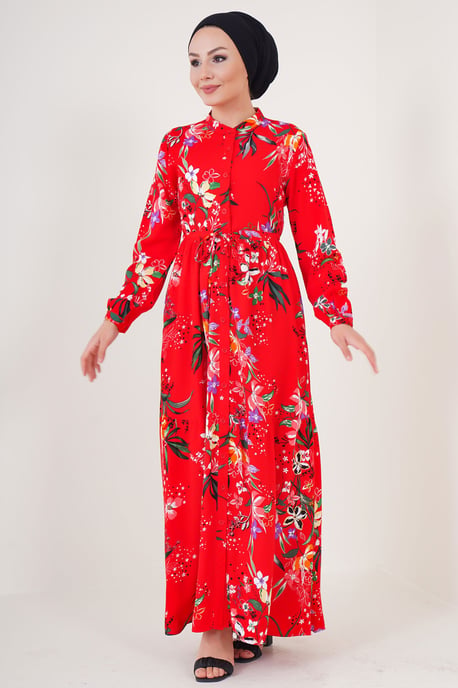 Maxi-jurk met patroon en knoopsluiting - Image 3