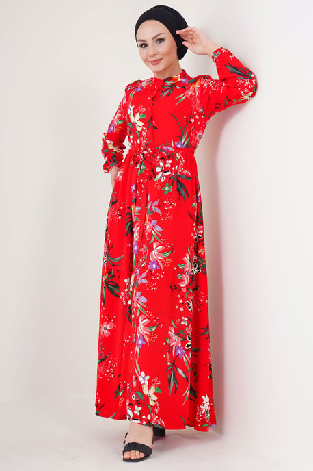 Maxi-jurk met patroon en knoopsluiting - Image 4