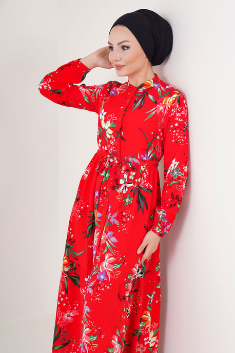 Maxi-jurk met patroon en knoopsluiting - Image 5