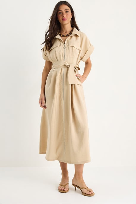 Maxi Shirtkraagjurk met Zakken - Image 1