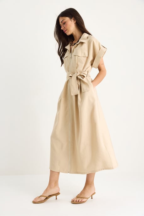 Maxi Shirtkraagjurk met Zakken - Image 3