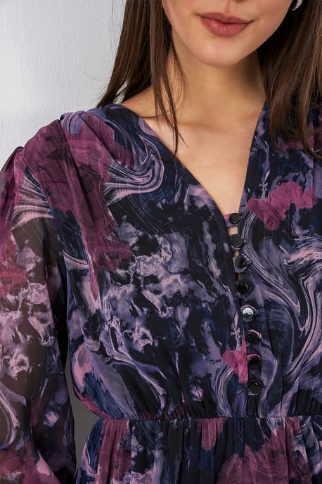 V-hals Midi-jurk met knoopsluiting - Image 5