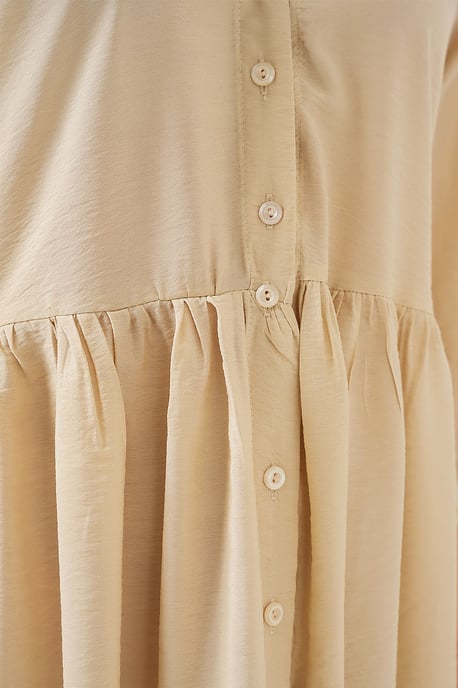 Texturerad Midi Klänning med Knapplås - Image 5