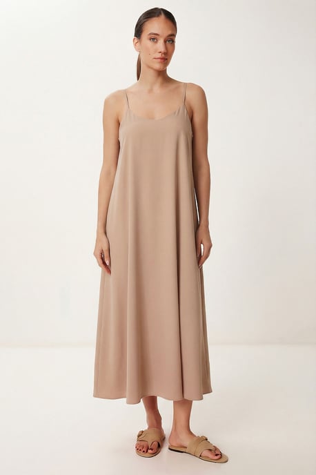 Losse Pasvorm Midi-jurk met U-hals - Image 1