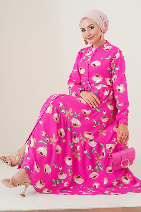 Maxi-jurk met patroon en knoopsluiting - Image 2