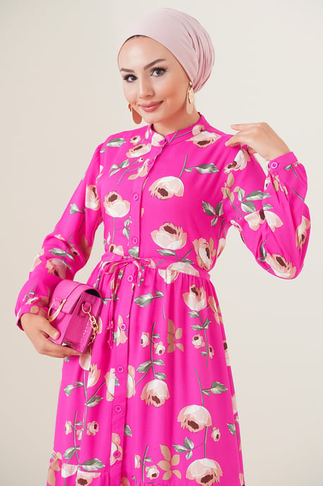 Maxi-jurk met patroon en knoopsluiting - Image 3