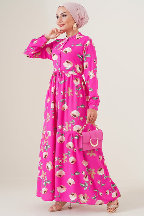 Maxi-jurk met patroon en knoopsluiting - Image 4
