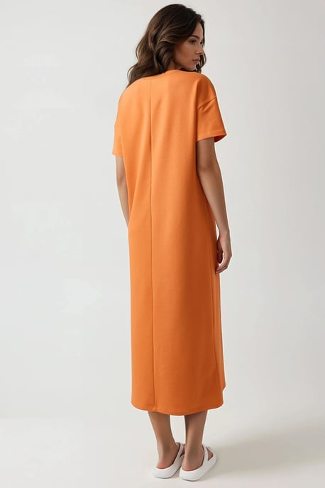 Ontspannen Midi-jurk met Ronde Hals - Image 3