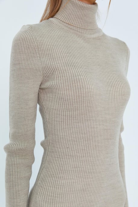 Turtleneck Midi Brei Jurk met Zijspleet - Image 4