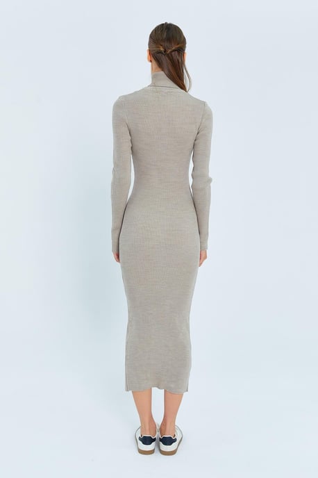 Turtleneck Midi Brei Jurk met Zijspleet - Image 6