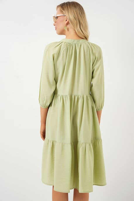 Texturerad Midi Klänning med Knapplås - Image 6