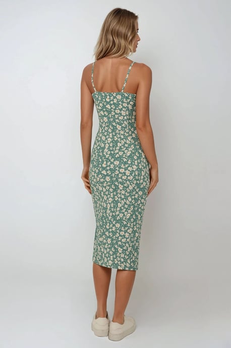 Alover Bloemenprint Bodycon Midi Jurk met Splits - Image 4