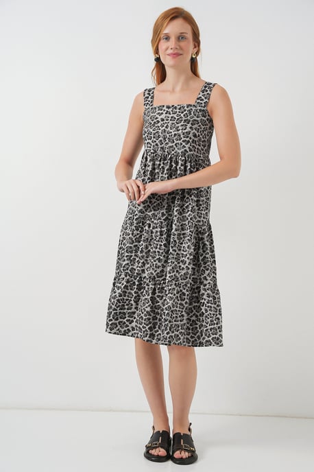 Geprinte Midi-jurk met Vierkante Kraag - Image 2