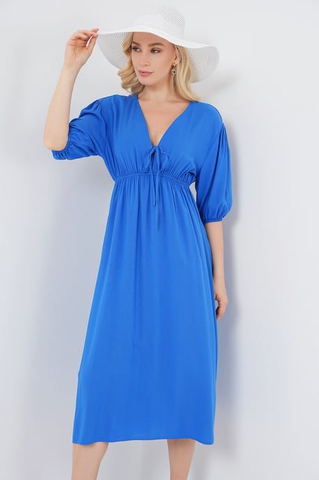 A-Form Fit Midi-jurk met V-hals en binddetail - Image 3