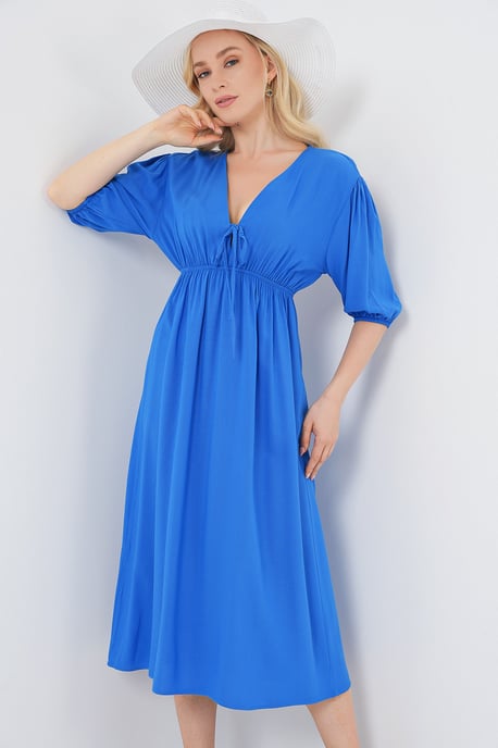 A-Form Fit Midi-jurk met V-hals en binddetail - Image 4