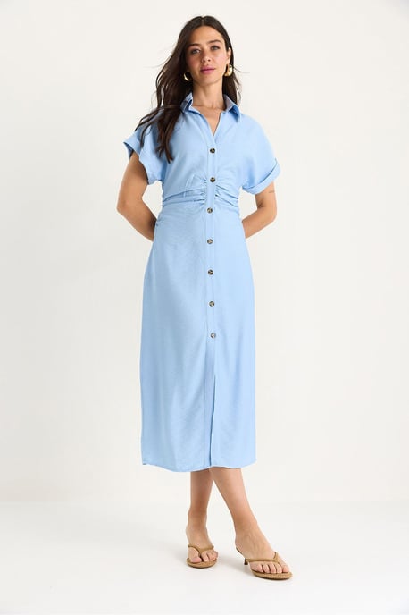 V-hals Midi Jurk met Knopsluiting - Image 2