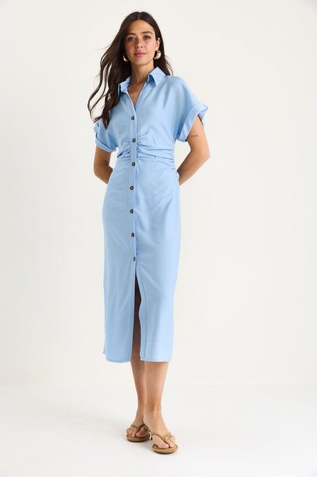 V-hals Midi Jurk met Knopsluiting - Image 4