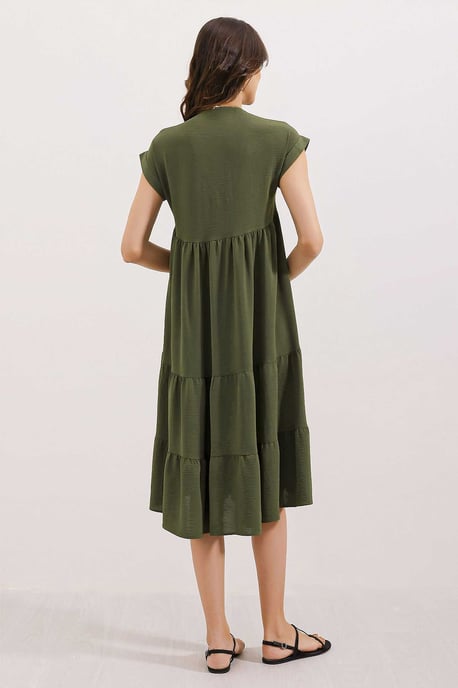 Rimpel V-hals Midi-jurk - Image 4