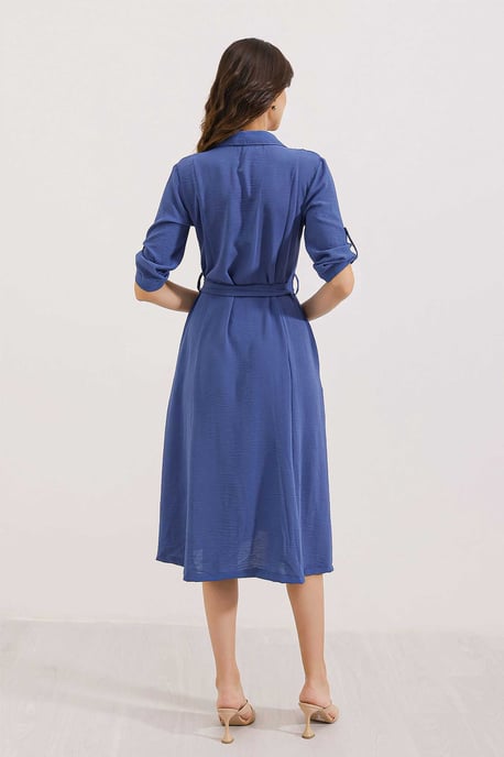 Textured Midi-jurk met Strik - Image 4