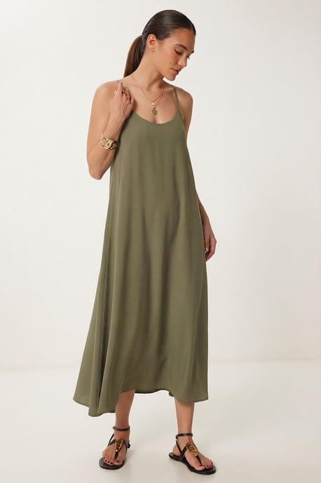Losse Midi-jurk met U-hals - Image 3
