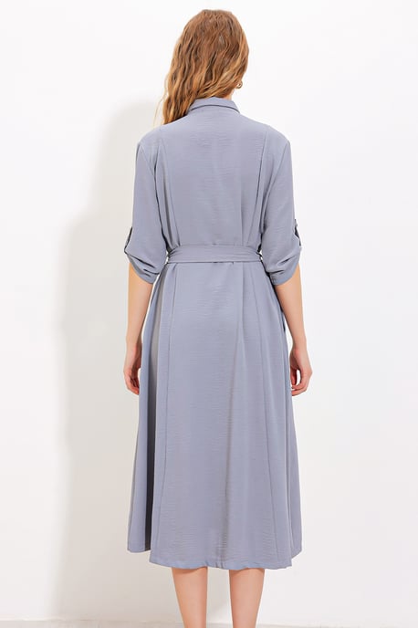 Textured Midi-jurk met Strik - Image 5