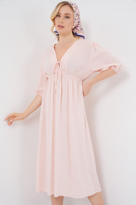 A-Form Fit Midi-jurk met V-hals en binddetail - Image 4