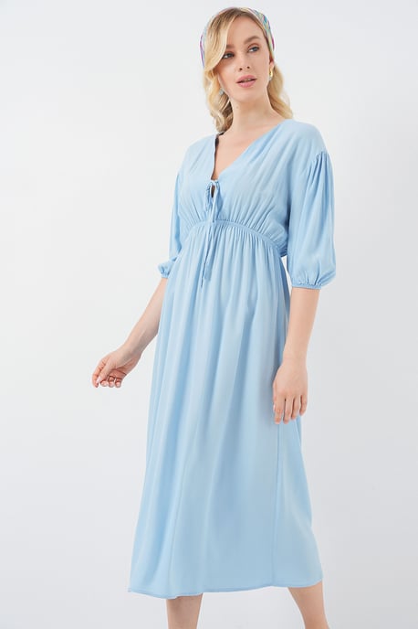 A-Form Fit Midi-jurk met V-hals en binddetail - Image 3