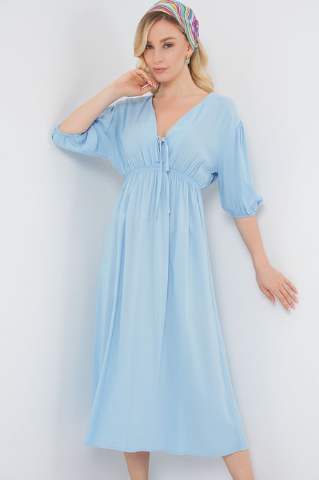A-Form Fit Midi-jurk met V-hals en binddetail - Image 4