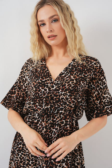 V-hals Midi-jurk met Touwtjessluiting - Image 4