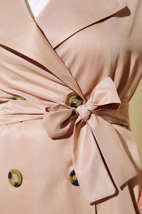 Dubbelknäppt Lång Trenchcoat - Image 3