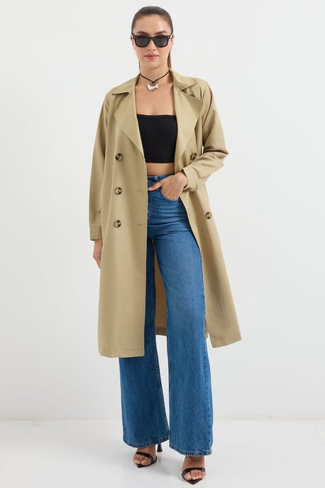 Double Breasted Long Trench Coat - Image 3