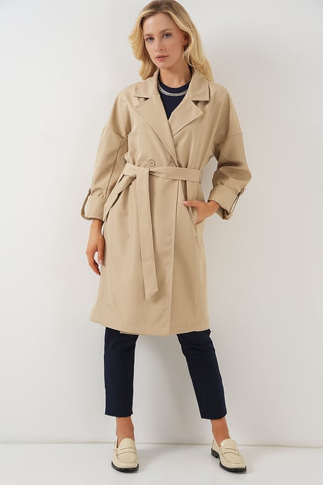 Belted Double Breasted Trench Coat - Image 2