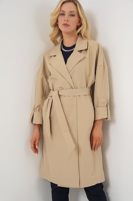 Belted Double Breasted Trench Coat - Image 3