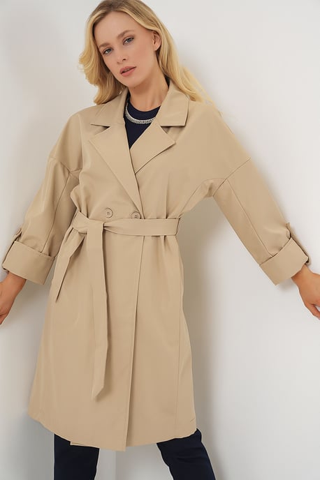 Belted Double Breasted Trench Coat - Image 4