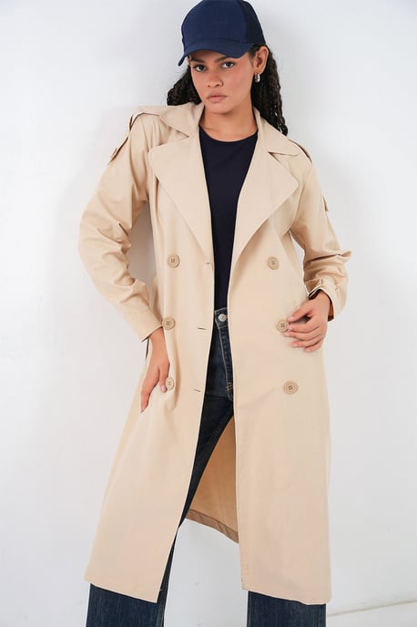Long Double Breasted Trench Coat - Image 2